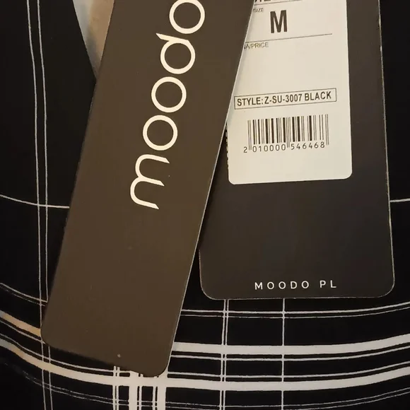 Moodo Womans Tie At Waist dress, M, Black/white, P2P 17.5, L 30", NWT - Picture 6 of 8